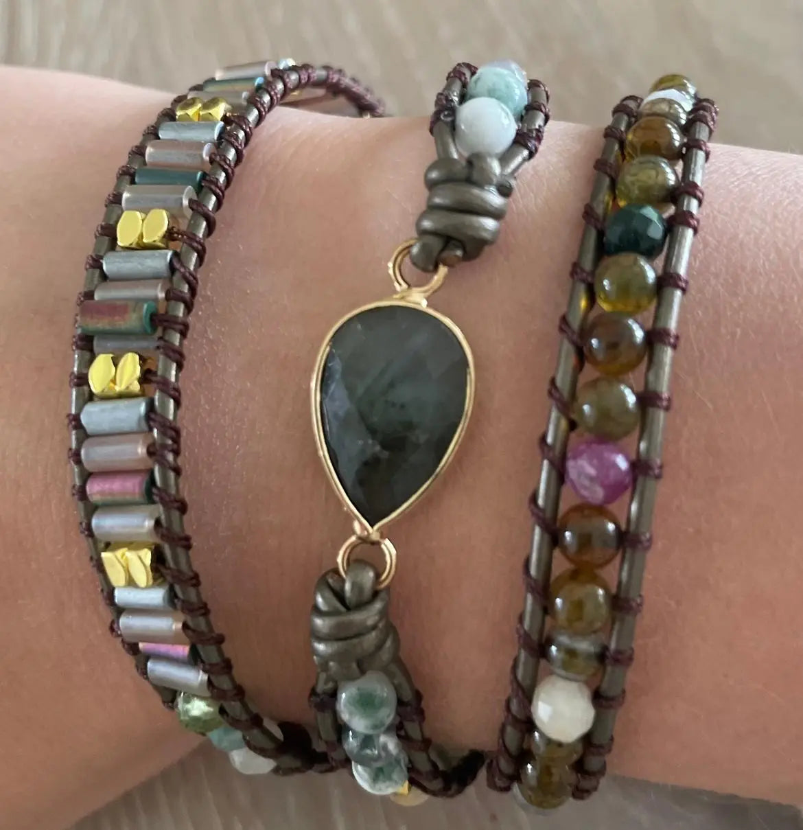 Labradoriet Druppel Wikkelarmband Myspirituals