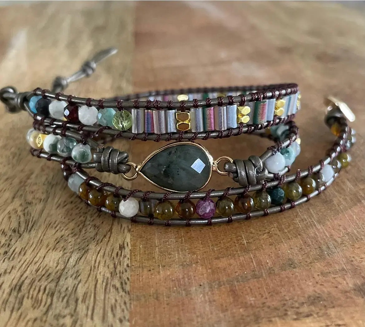 Labradoriet Druppel Wikkelarmband Myspirituals