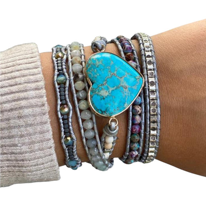 Amazoniet hart wikkelarmband Myspirituals