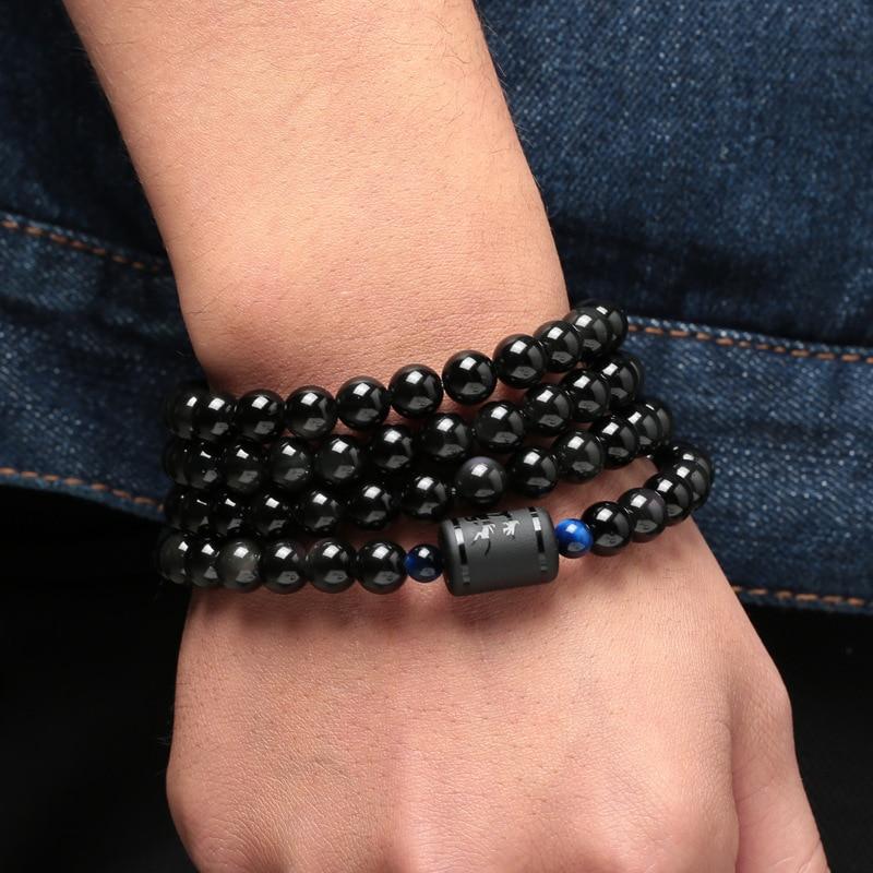 Obsidiaan Armband met Blauwe tijgeroog Myspirituals